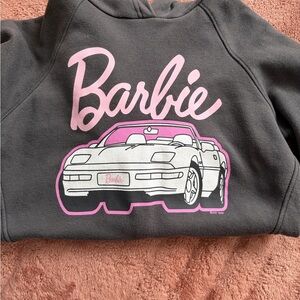 Old Navy Kids Charcoal Hoodie with Pink Barbie Design